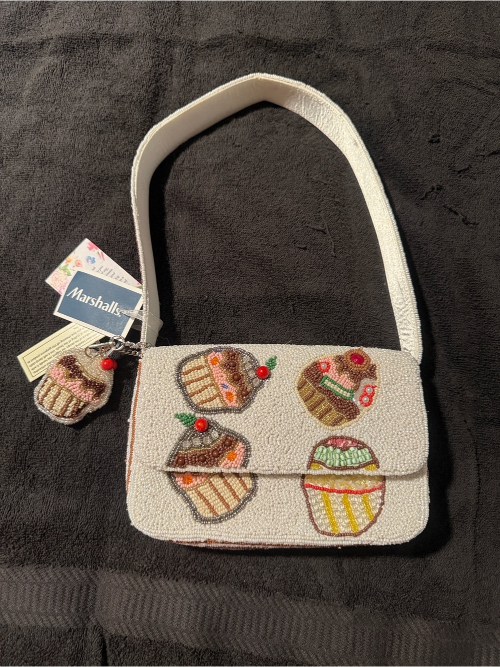 Beaded Cupcake Bag - White